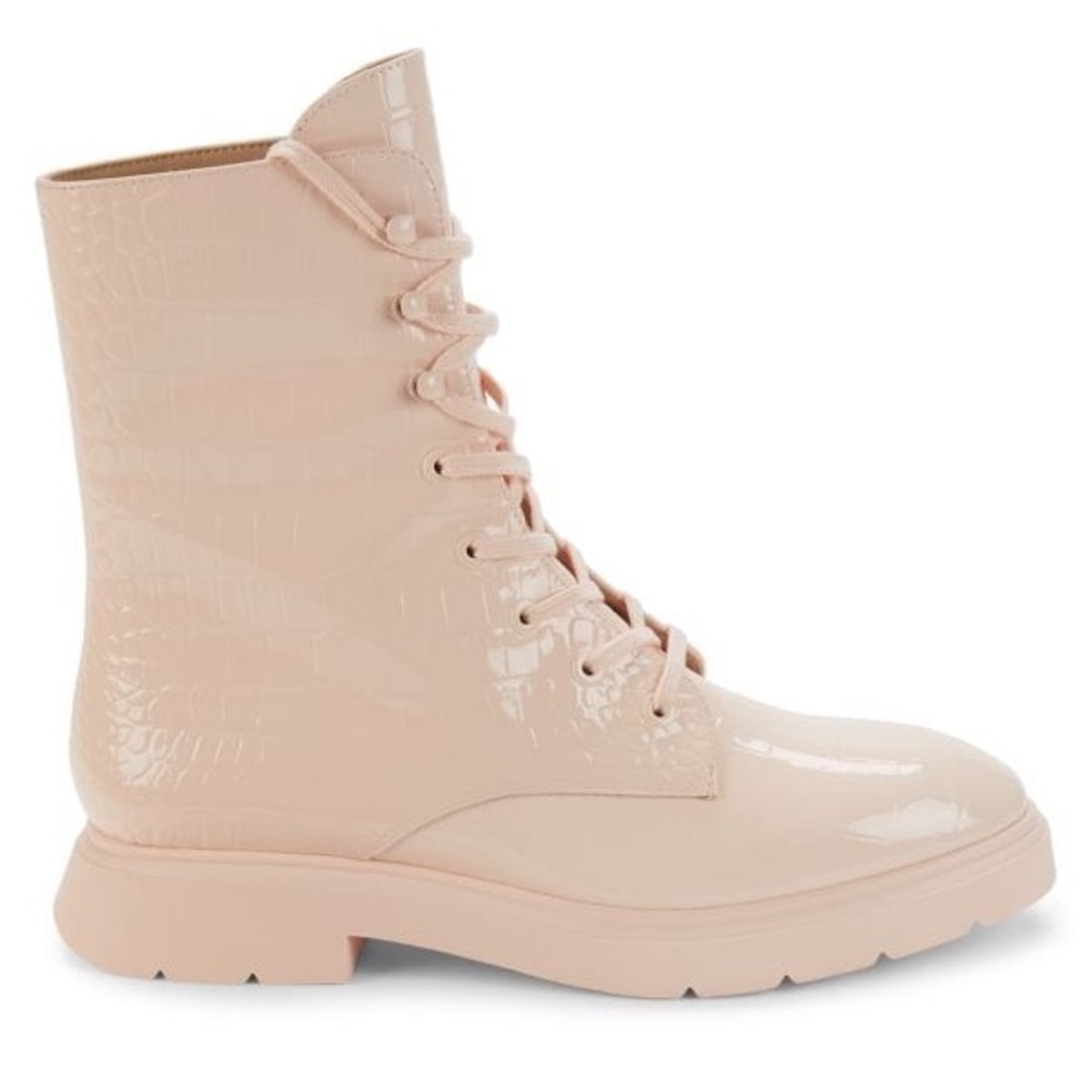 Stuart Weitzman Mckenzee Croc Embossed Leather Ankle Boots